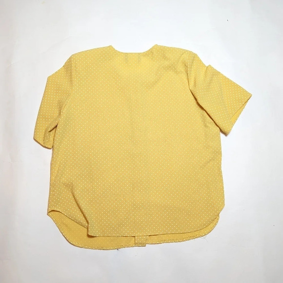 Vintage  Image Button Down Yellow White Polkadot Top Size 24 - Picture 4 of 9